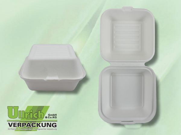Menüschale+Deckel Bagasse, 1-fach, weiß