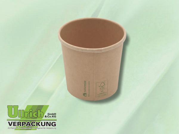 Menüschale Pappe/PLA, Suppenbecher braun