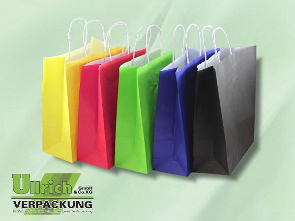 TT, Papiertragetaschen weiß Kraft mit Papierkordel