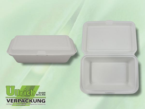 Menüschale+Deckel Bagasse, 1-fach, weiß
