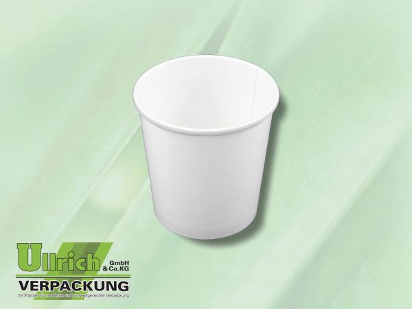 Menüschale Pappe/PLA, Suppenbecher weiß