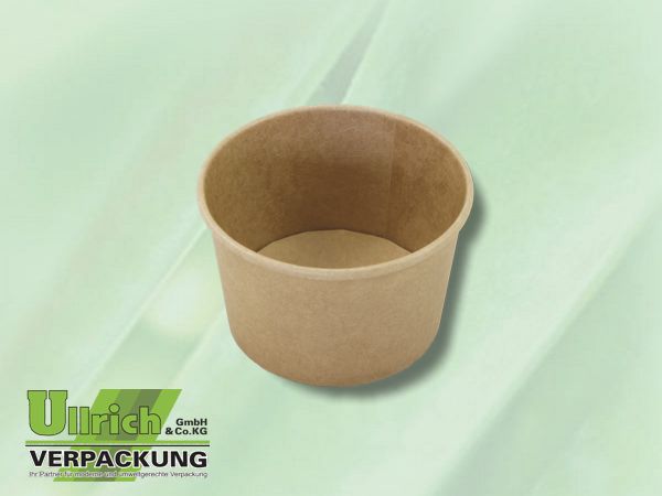 Menüschale Pappe/PE, Suppenbecher braun