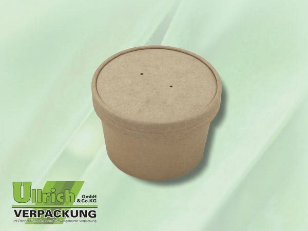 Menüschale Pappe/PE, Suppenbecher braun