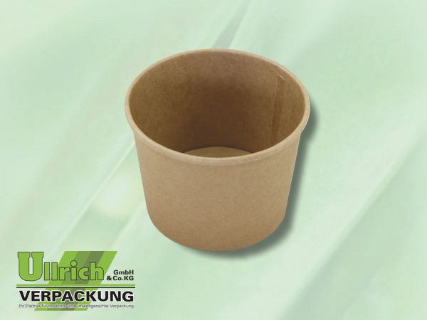 Menüschale Pappe/PLA, Suppenbecher braun