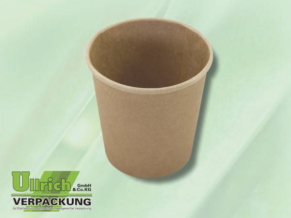 Menüschale Pappe/PLA, Suppenbecher braun