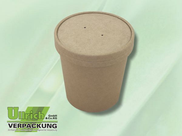 Menüschale Pappe/PLA, Suppenbecher braun