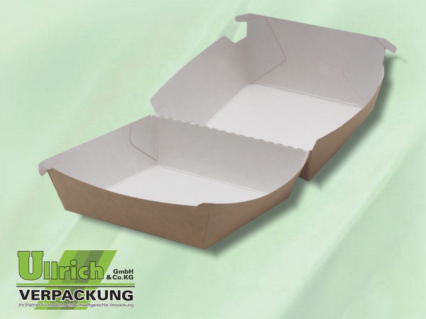 Menüschale+Deckel Pappe, 1-fach, braun/weiß