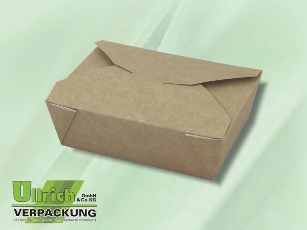 Menüschale+Deckel Pappe, 1-fach, braun/weiß