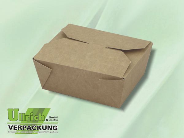 Menüschale+Deckel Pappe, 1-fach, braun/weiß