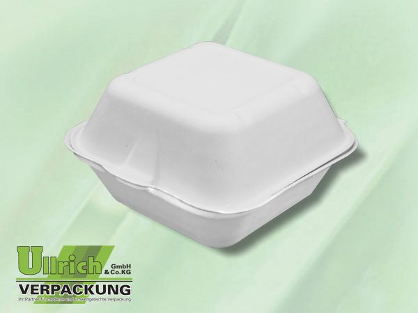 Menüschale+Deckel Bagasse, 1-fach, weiß