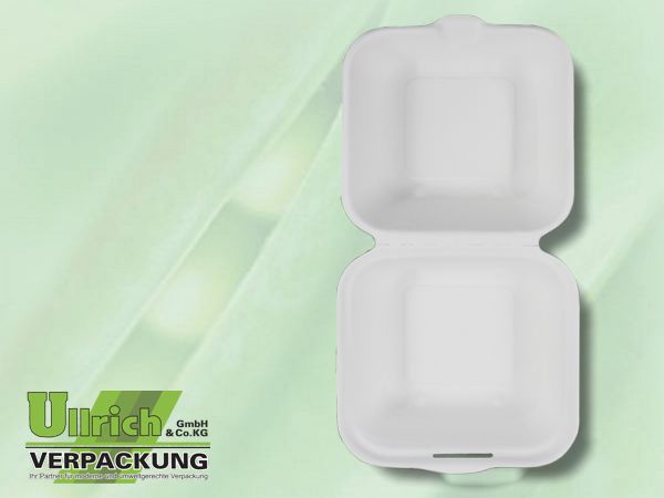 Menüschale+Deckel Bagasse, 1-fach, weiß