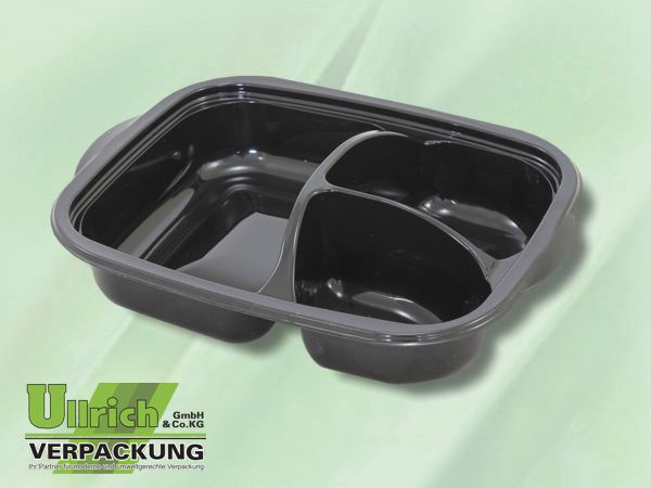 Menüschale PP 3-fach, schwarz