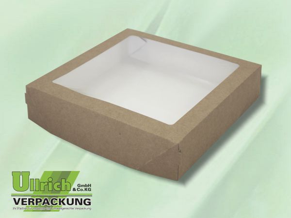 Menüschale+Deckel Pappe, 1-fach, braun/weiß