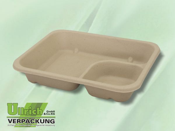 Menüschale Bagasse 2-fach, natur