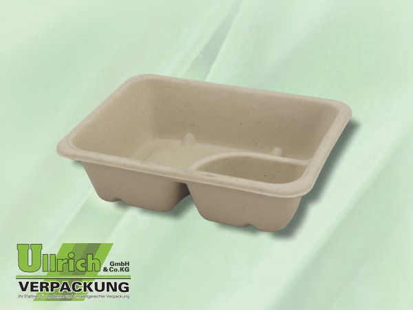 Menüschale Bagasse 2-fach, natur