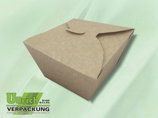 Menüschale+Deckel Pappe, 1-fach, braun/weiß