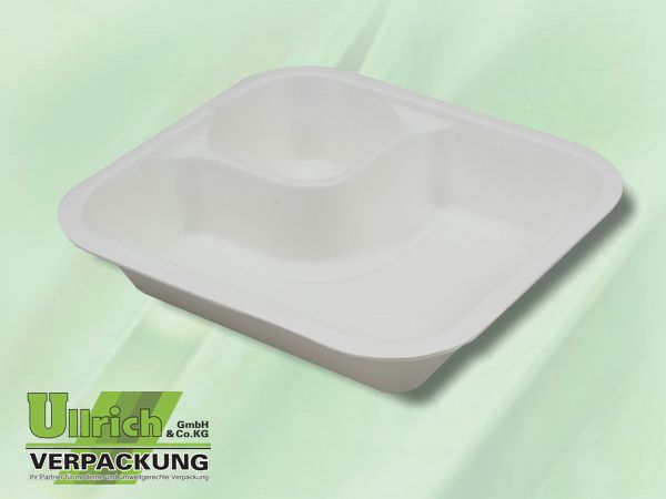 Menüschale Bagasse 2-fach, natur