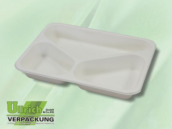 Menüschale Bagasse 3-fach, weiß