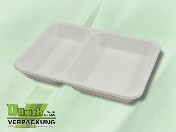 Menüschale Bagasse 2-fach, weiß