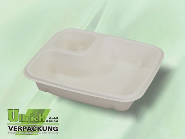Menüschale Bagasse 2-fach, natur