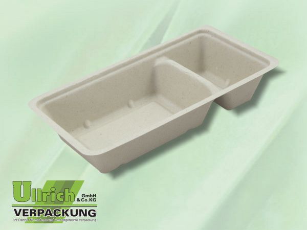 Menüschale Bagasse 2-fach, natur