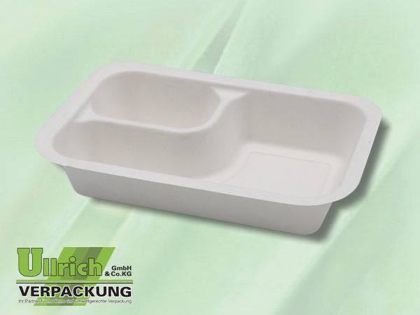 Menüschale Bagasse 2-fach, natur