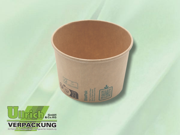 Menüschale Pappe/PLA, Bowl Ronda SLIM braun