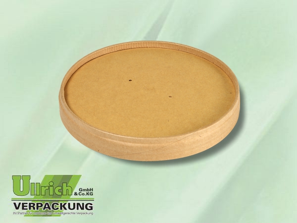 Menüschale Pappe/PLA, Deckel f. Bowl Ronda braun