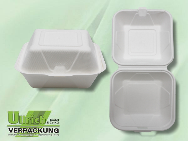 Menüschale+Deckel Bagasse, 1-fach, weiß