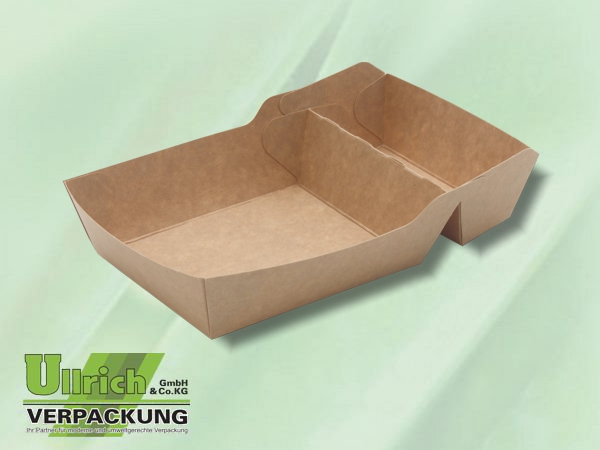 Menüschale Pappe, 2-fach, Snack-Schale