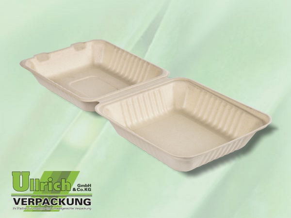 Menüschale+Deckel Bagasse, 1-fach, braun