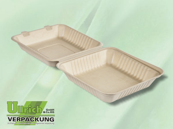 Menüschale+Deckel Bagasse, 1-fach, braun