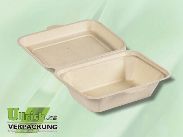Menüschale+Deckel Bagasse, 1-fach, braun