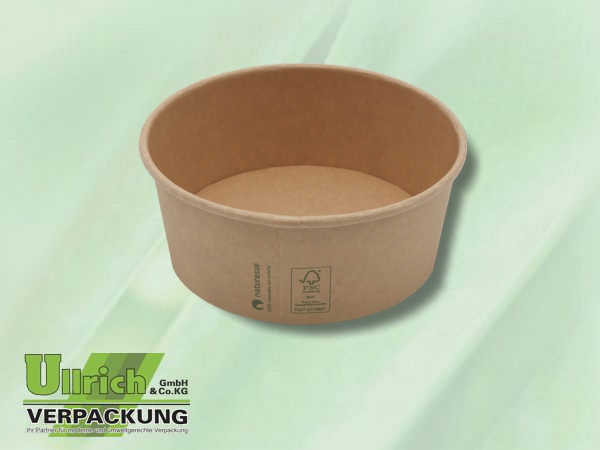 Menüschale Pappe/PLA, Take away Bowle braun