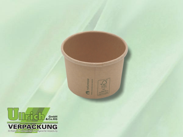 Menüschale Pappe/PLA, Suppenbecher braun