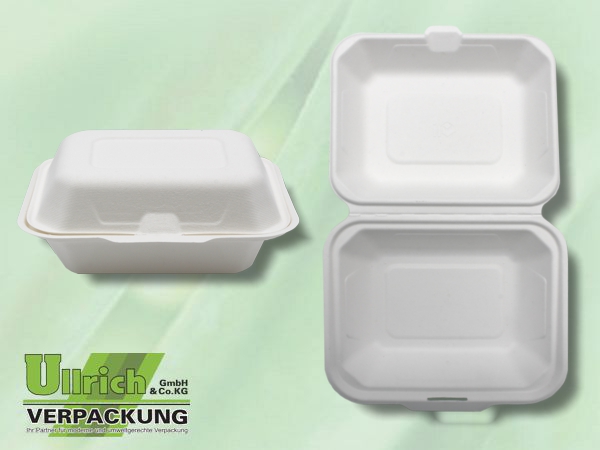Menüschale+Deckel Bagasse 1-fach, weiß