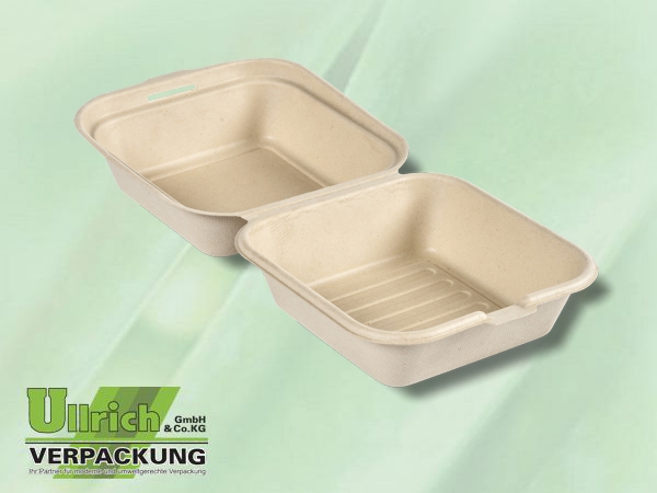 Menüschale+Deckel Bagasse, 1-fach, braun