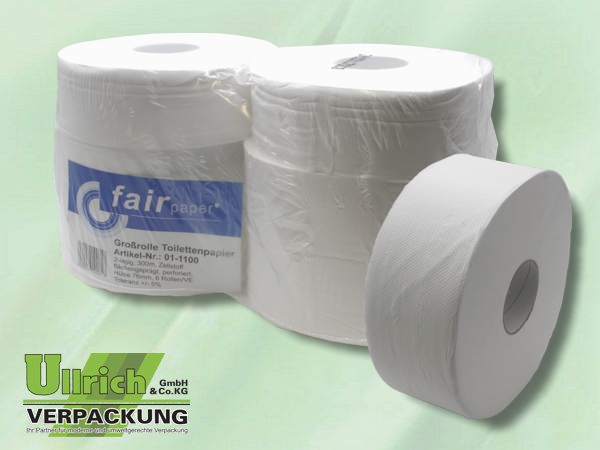 Toilettenpapier 2-lagig weiß, Jumbo